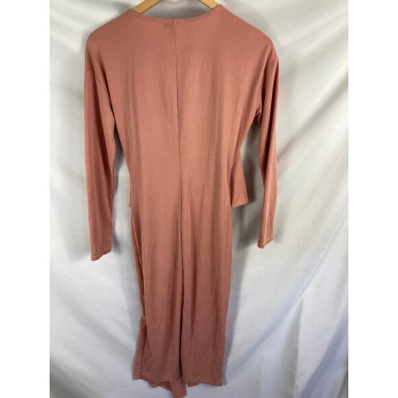 Halogen Cross Front Tie Front V Neck Long Sleeve Dress Pink XS - Picture 5 of 6